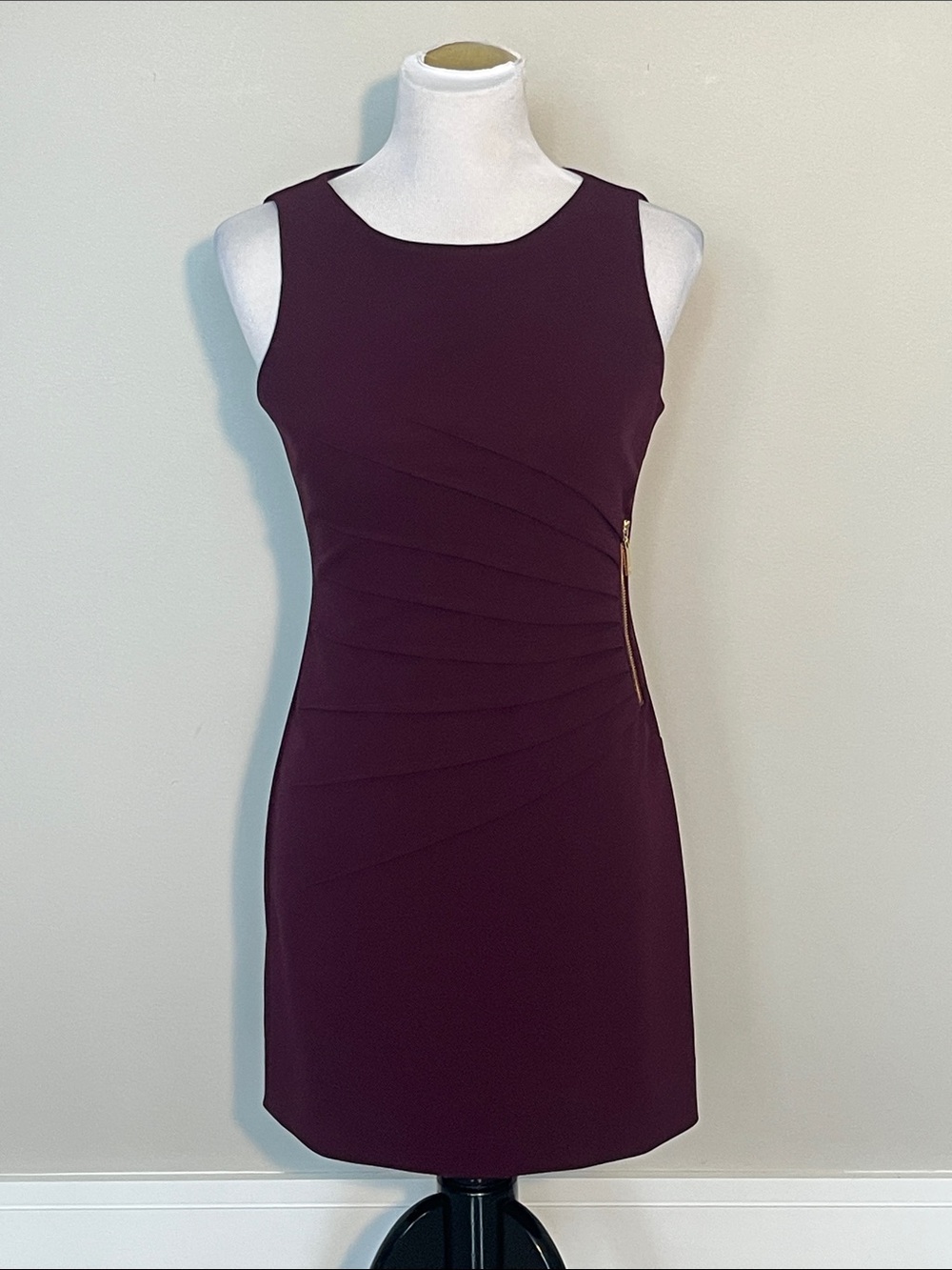 Ivanka Trump Plum Sleeveless Sheath Dress with Side Zip